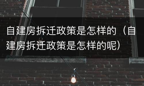 自建房拆迁政策是怎样的（自建房拆迁政策是怎样的呢）