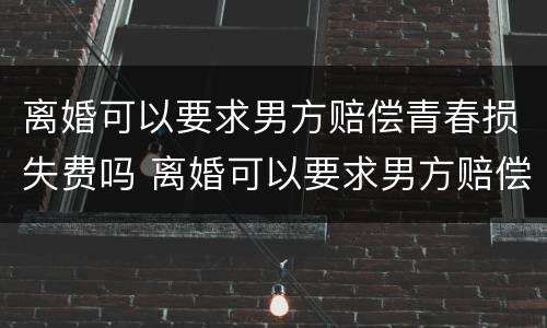 离婚可以要求男方赔偿青春损失费吗 离婚可以要求男方赔偿青春损失费吗