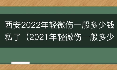 西安2022年轻微伤一般多少钱私了（2021年轻微伤一般多少钱私了）