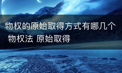 物权的原始取得方式有哪几个 物权法 原始取得