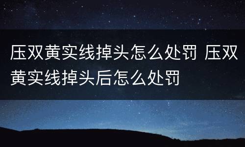 压双黄实线掉头怎么处罚 压双黄实线掉头后怎么处罚