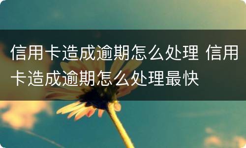 信用卡造成逾期怎么处理 信用卡造成逾期怎么处理最快