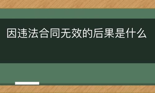 因违法合同无效的后果是什么