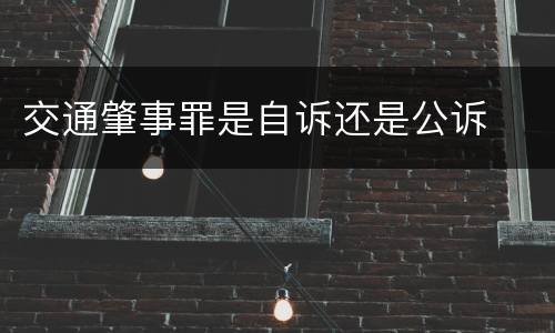 交通肇事罪是自诉还是公诉