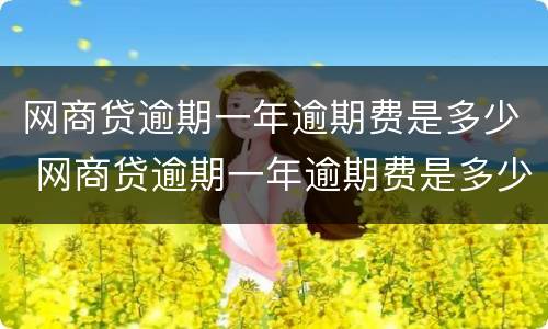 网商贷逾期一年逾期费是多少 网商贷逾期一年逾期费是多少啊