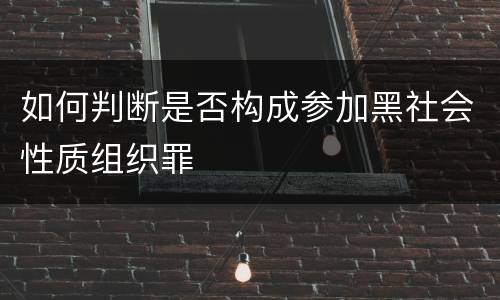 如何判断是否构成参加黑社会性质组织罪