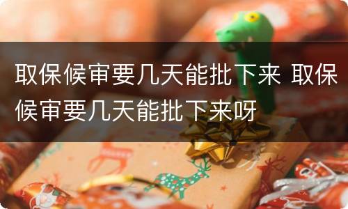 取保候审要几天能批下来 取保候审要几天能批下来呀