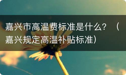 嘉兴市高温费标准是什么？（嘉兴规定高温补贴标准）