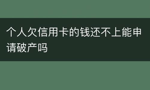个人欠信用卡的钱还不上能申请破产吗