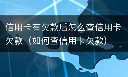 信用卡有欠款后怎么查信用卡欠款（如何查信用卡欠款）