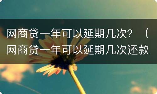 网商贷一年可以延期几次？（网商贷一年可以延期几次还款）