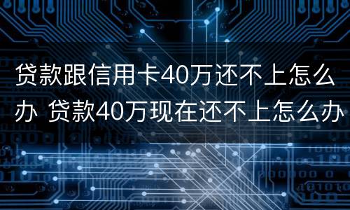 贷款跟信用卡40万还不上怎么办 贷款40万现在还不上怎么办