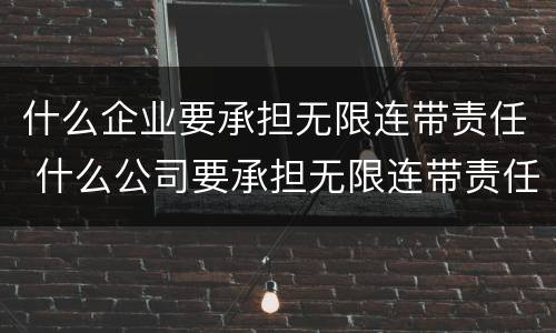 什么企业要承担无限连带责任 什么公司要承担无限连带责任