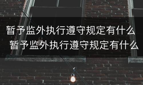 暂予监外执行遵守规定有什么 暂予监外执行遵守规定有什么条件