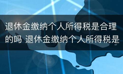 退休金缴纳个人所得税是合理的吗 退休金缴纳个人所得税是合理的吗