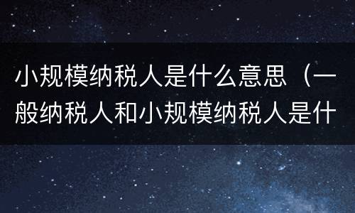 小规模纳税人是什么意思（一般纳税人和小规模纳税人是什么意思）