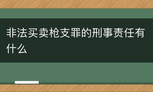 非法买卖枪支罪的刑事责任有什么