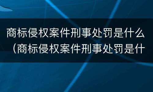 商标侵权案件刑事处罚是什么（商标侵权案件刑事处罚是什么法律）