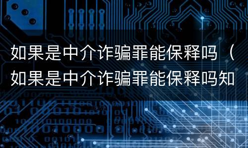 如果是中介诈骗罪能保释吗（如果是中介诈骗罪能保释吗知乎）