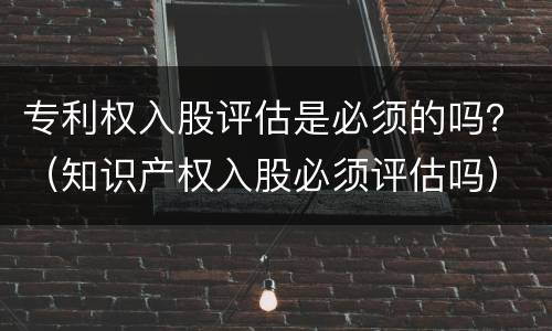 专利权入股评估是必须的吗？（知识产权入股必须评估吗）
