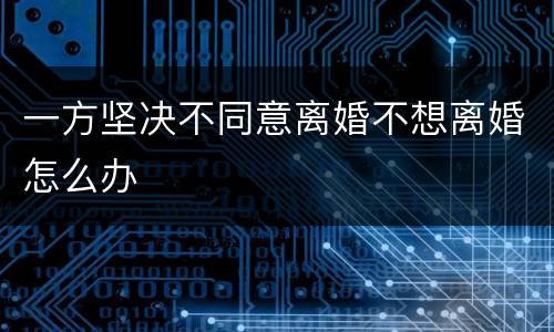 一方坚决不同意离婚不想离婚怎么办