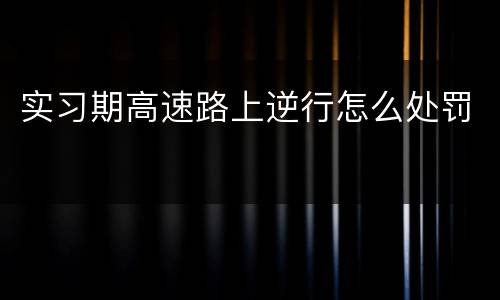实习期高速路上逆行怎么处罚