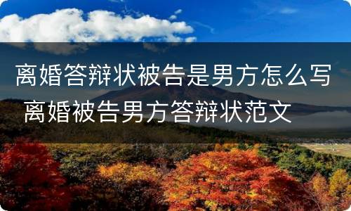 离婚答辩状被告是男方怎么写 离婚被告男方答辩状范文
