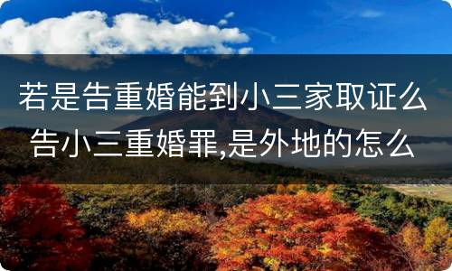 若是告重婚能到小三家取证么 告小三重婚罪,是外地的怎么办