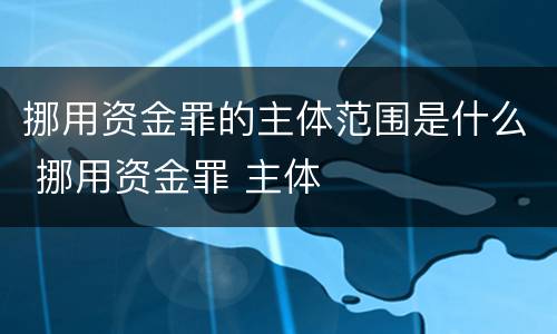 挪用资金罪的主体范围是什么 挪用资金罪 主体