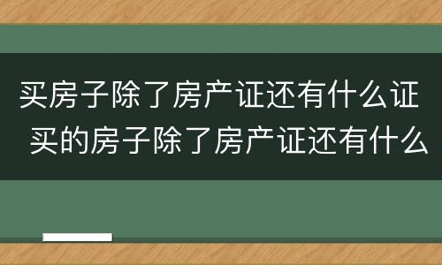 买房子除了房产证还有什么证 买的房子除了房产证还有什么证
