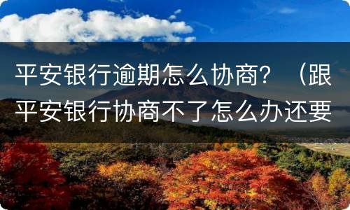 平安银行逾期怎么协商？（跟平安银行协商不了怎么办还要起诉我）