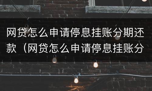网贷怎么申请停息挂账分期还款（网贷怎么申请停息挂账分期还款呢）