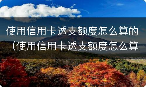 使用信用卡透支额度怎么算的（使用信用卡透支额度怎么算的钱）