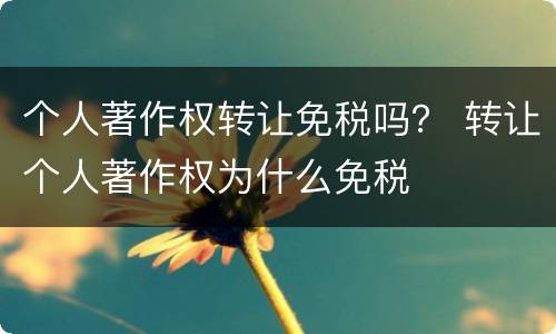 个人著作权转让免税吗？ 转让个人著作权为什么免税
