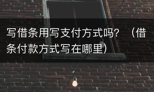 写借条用写支付方式吗？（借条付款方式写在哪里）