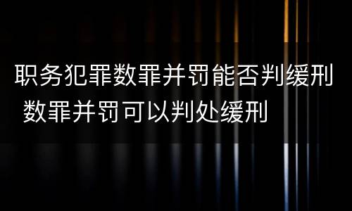 职务犯罪数罪并罚能否判缓刑 数罪并罚可以判处缓刑