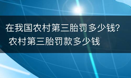 在我国农村第三胎罚多少钱？ 农村第三胎罚款多少钱