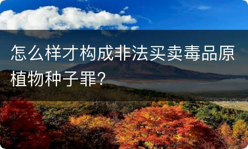 怎么样才构成非法买卖毒品原植物种子罪?