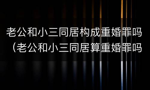 老公和小三同居构成重婚罪吗（老公和小三同居算重婚罪吗）