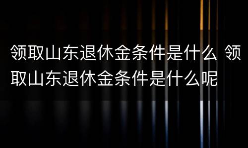 领取山东退休金条件是什么 领取山东退休金条件是什么呢