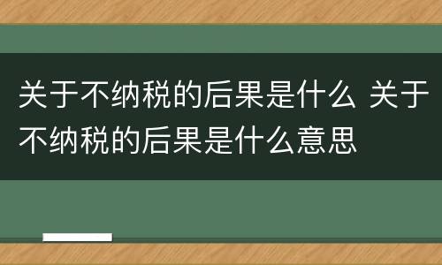 关于不纳税的后果是什么 关于不纳税的后果是什么意思
