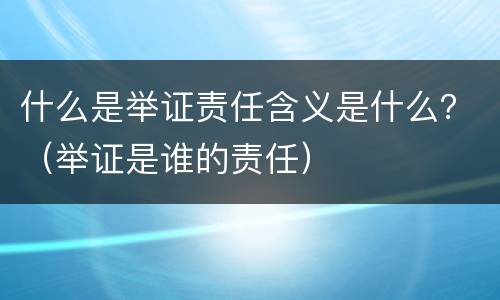 什么是举证责任含义是什么？（举证是谁的责任）