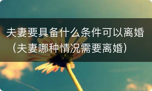 夫妻要具备什么条件可以离婚（夫妻哪种情况需要离婚）