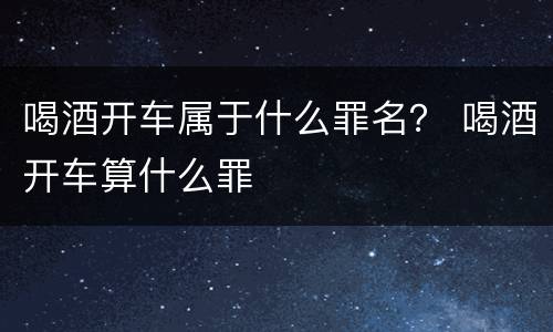 喝酒开车属于什么罪名？ 喝酒开车算什么罪