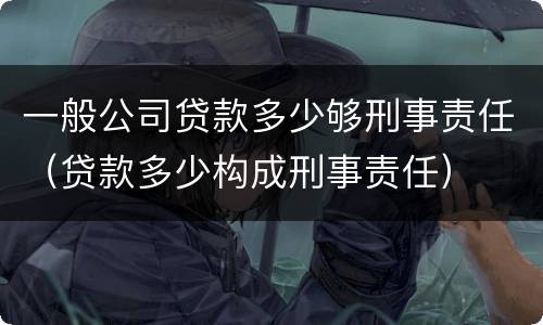 一般公司贷款多少够刑事责任（贷款多少构成刑事责任）