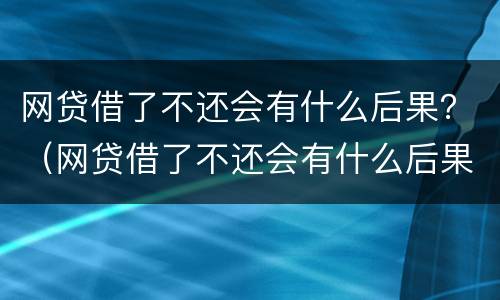 网贷借了不还会有什么后果？（网贷借了不还会有什么后果）