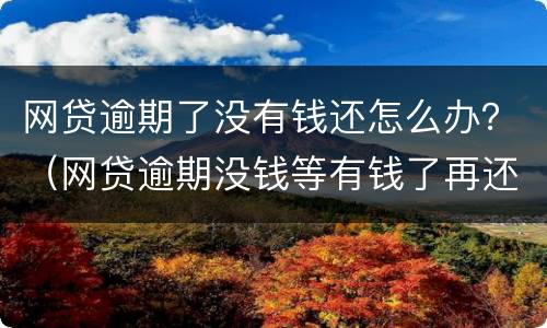 网贷逾期了没有钱还怎么办？（网贷逾期没钱等有钱了再还吗）