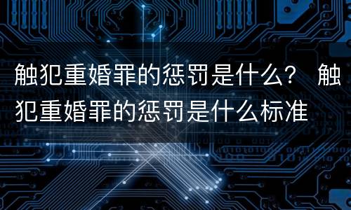 触犯重婚罪的惩罚是什么？ 触犯重婚罪的惩罚是什么标准