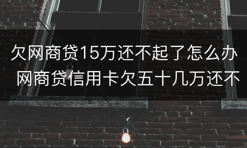 欠网商贷15万还不起了怎么办 网商贷信用卡欠五十几万还不上怎么办