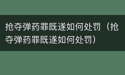 抢夺弹药罪既遂如何处罚（抢夺弹药罪既遂如何处罚）